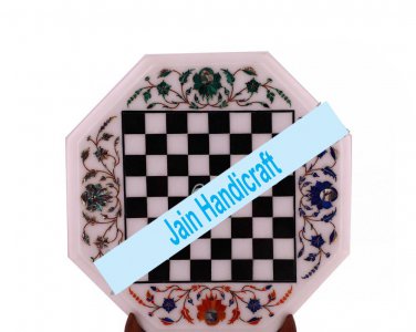 2' coffee corner marble inlay stone white chess table top  and decor malachite