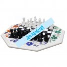 18" coffee corner marble inlay stone white chess table top  and decor malachite