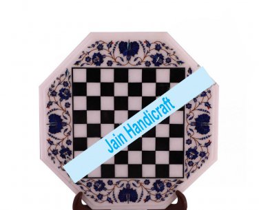 2' coffee corner marble inlay stone white chess table top  and decor malachite