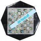 18" coffee corner marble inlay stone white chess table top  and decor malachite