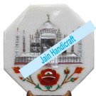 15" taj mahal coffee corner marble inlay stone white table top  and decor malachite