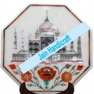 12" taj mahal coffee corner marble inlay stone white table top  and decor malachite