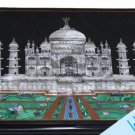 18" taj mahal coffee corner marble inlay stone white table top  and decor malachite