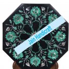 15" coffee corner marble inlay stone white table top  and decor malachite