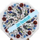 15" peacock coffee corner marble inlay stone white table top  and decor malachite