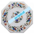 12" parrot coffee corner marble inlay stone white table top  and decor malachite