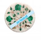 10" coffee corner marble inlay stone white table top  and decor malachite