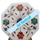 12" coffee corner marble inlay stone white table top  and decor malachite