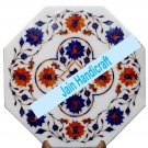 15" coffee corner marble inlay stone white table top  and decor malachite