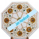 15" coffee corner marble inlay stone white table top  and decor malachite