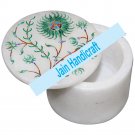 4" marble trinket jewelery box inlay malachite
