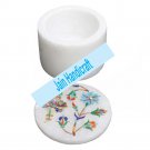 4" marble trinket jewelery box inlay malachite