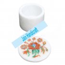 6" marble trinket jewelery box inlay malachite