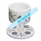 4" marble trinket jewelery box inlay malachite