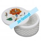 4" marble trinket jewelery box inlay malachite
