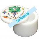 6" marble trinket jewelery box inlay malachite