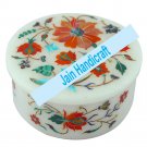 6" marble trinket jewelery box inlay malachite