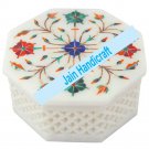 4.5" marble trinket jewelery box inlay malachite