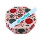 8" marble trinket jewelery box inlay malachite