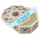 6" marble trinket jewelery box inlay malachite