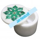6" marble trinket jewelery box inlay malachite