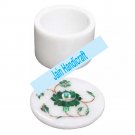 4" marble trinket jewelery box inlay malachite