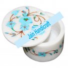 6" marble trinket jewelery box inlay malachite