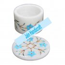 4" marble trinket jewelery box inlay malachite