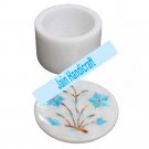 6" marble trinket jewelery box inlay malachite