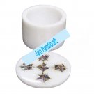 6" marble trinket jewelery box inlay malachite