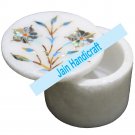 4" marble trinket jewelery box inlay malachite