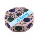 6" marble trinket jewelery box inlay malachite