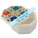 4.5" marble trinket jewelery box inlay malachite