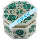 4.5" marble trinket jewelery box inlay malachite