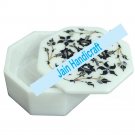6" marble trinket jewelery box inlay malachite