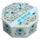 6" marble trinket jewelery box inlay malachite