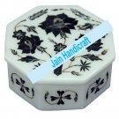 6" marble trinket jewelery box inlay malachite