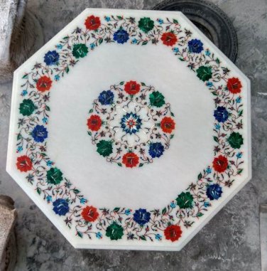 2' coffee corner marble inlay stone table top  and decor malachite
