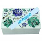 6"x4" marble trinket jewelery box inlay malachite