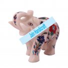 8" Marble Elephant Trunk Up gift Malachite Rare Stone Inlay Mosaic Gift Decor