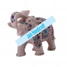 10" Marble Elephant Trunk Up gift Malachite Rare Stone Inlay Mosaic Gift Decor