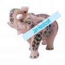 10" Marble Elephant Trunk Up gift Malachite Rare Stone Inlay Mosaic Gift Decor