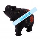6" Marble Elephant Trunk Up gift Malachite Rare Stone Inlay Mosaic Gift Decor
