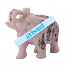 6" Marble Elephant Trunk Up gift Malachite Rare Stone Inlay Mosaic Gift Decor