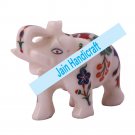 8" Marble Elephant Trunk Up gift Malachite Rare Stone Inlay Mosaic Gift Decor