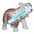 12" Marble Elephant Trunk Up gift Malachite Rare Stone Inlay Mosaic Gift Decor