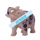 6" Marble Elephant Trunk Up gift Malachite Rare Stone Inlay Mosaic Gift Decor
