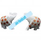 5" Marble Elephant Trunk Up gift Malachite Rare Stone Inlay Mosaic Gift Decor