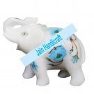 8" Marble Elephant Trunk Up gift Malachite Rare Stone Inlay Mosaic Gift Decor
