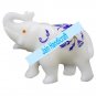 8" Marble Elephant Trunk Up gift Malachite Rare Stone Inlay Mosaic Gift Decor
